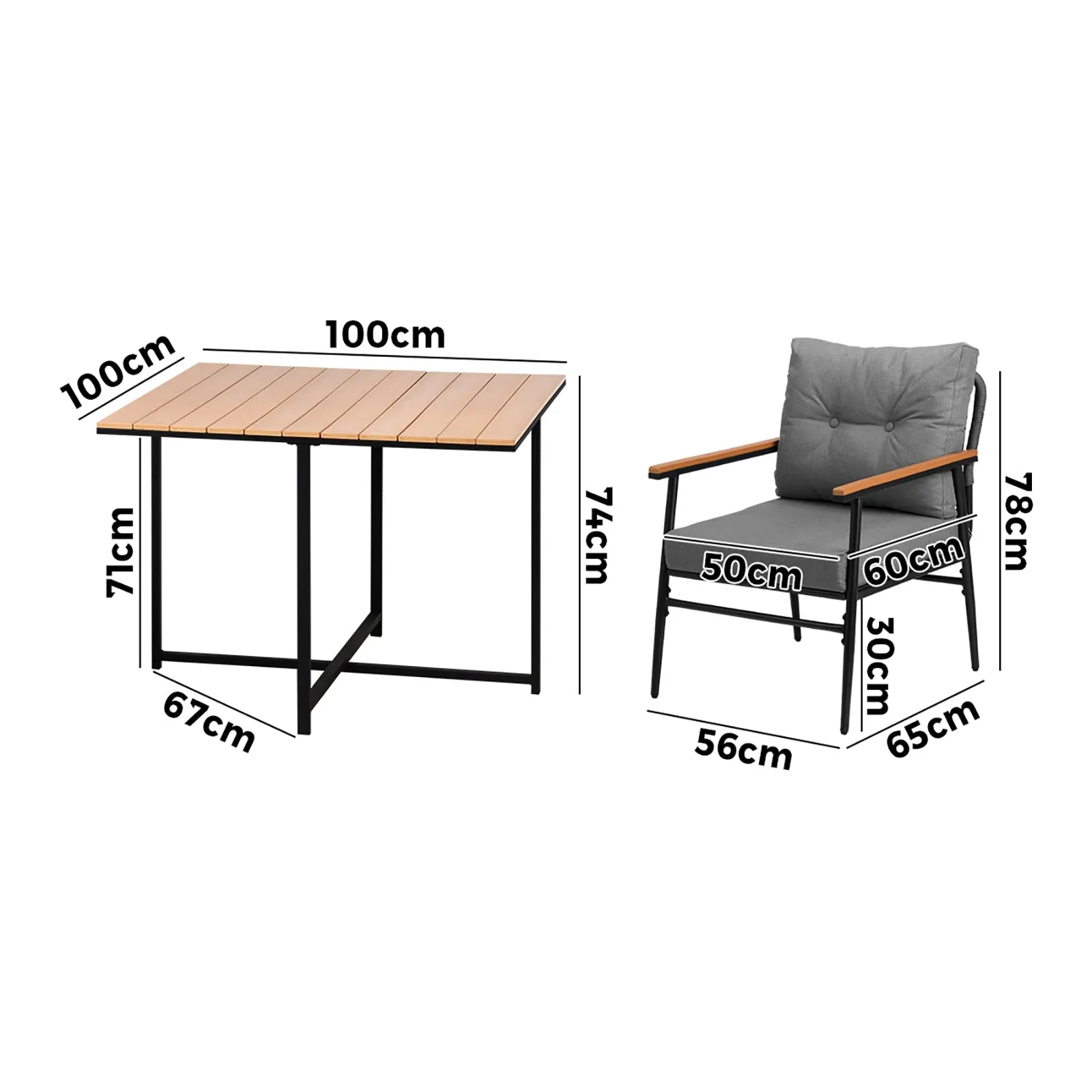 Livsip Outdoor Dining Set Patio Furniture Garden Table and Chairs 4 Seater
