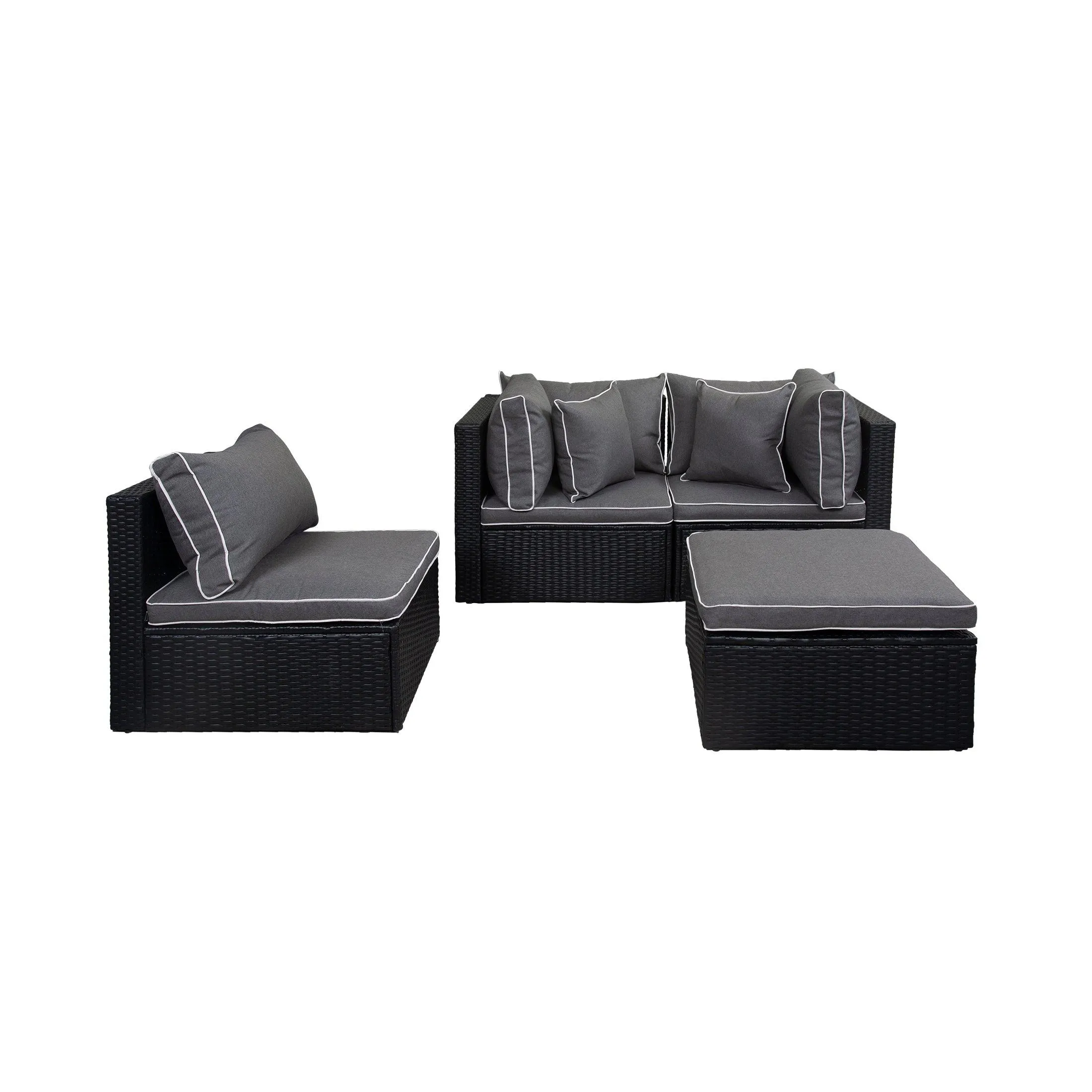 London 4-Piece Outdoor Rattan Wicker Sectional Sofa Furniture Set