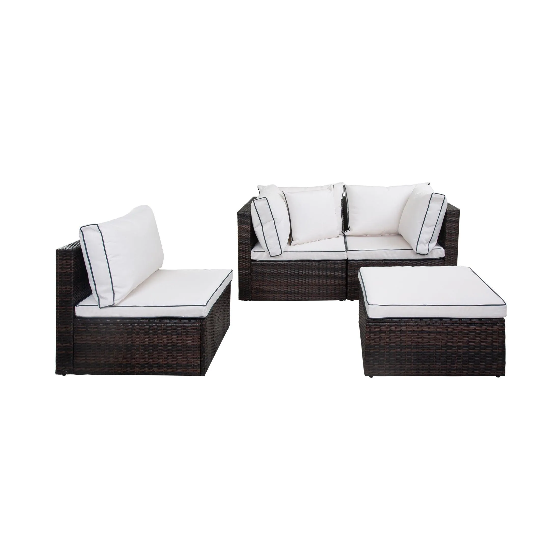 London 4-Piece Outdoor Rattan Wicker Sectional Sofa Furniture Set
