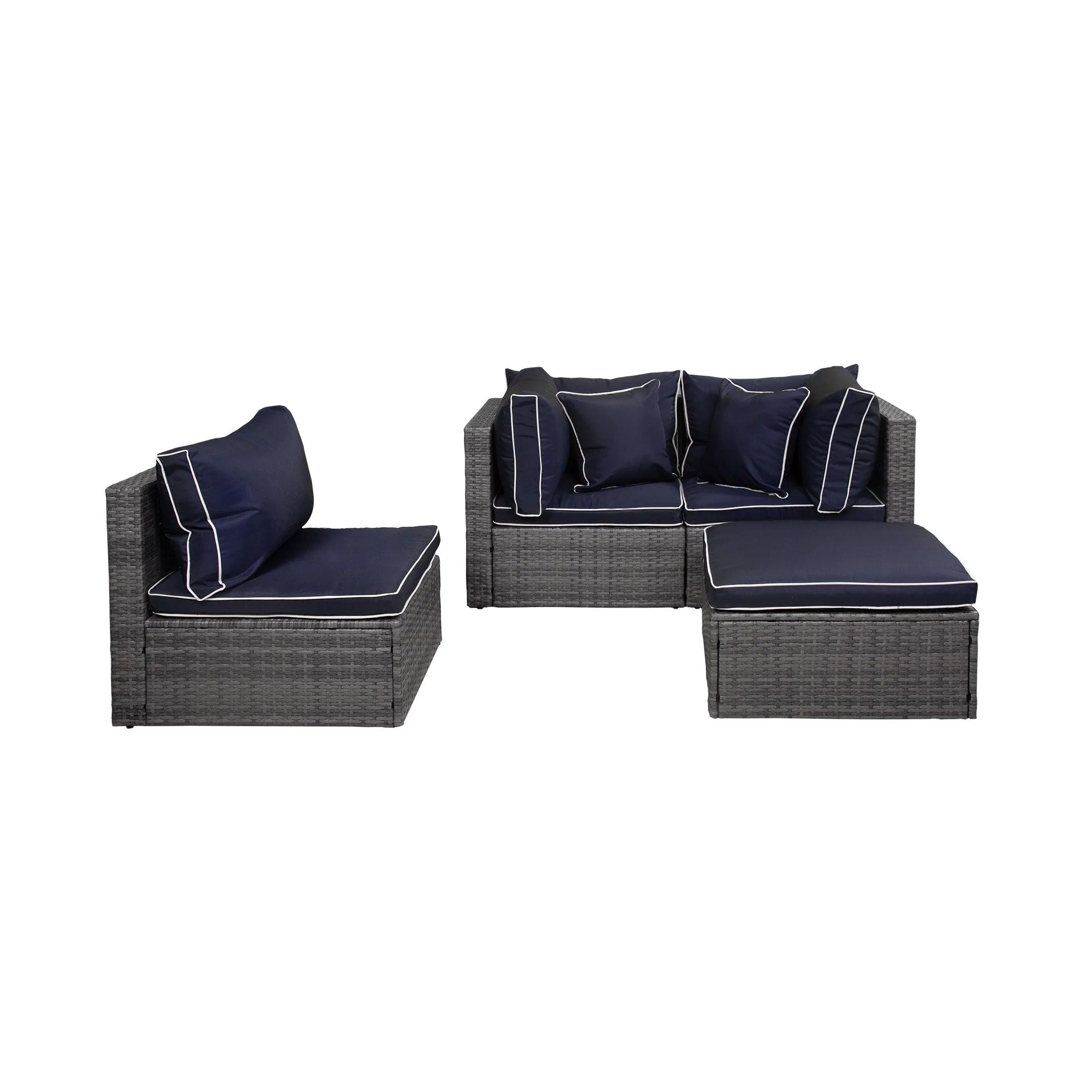 London 4-Piece Outdoor Rattan Wicker Sectional Sofa Furniture Set