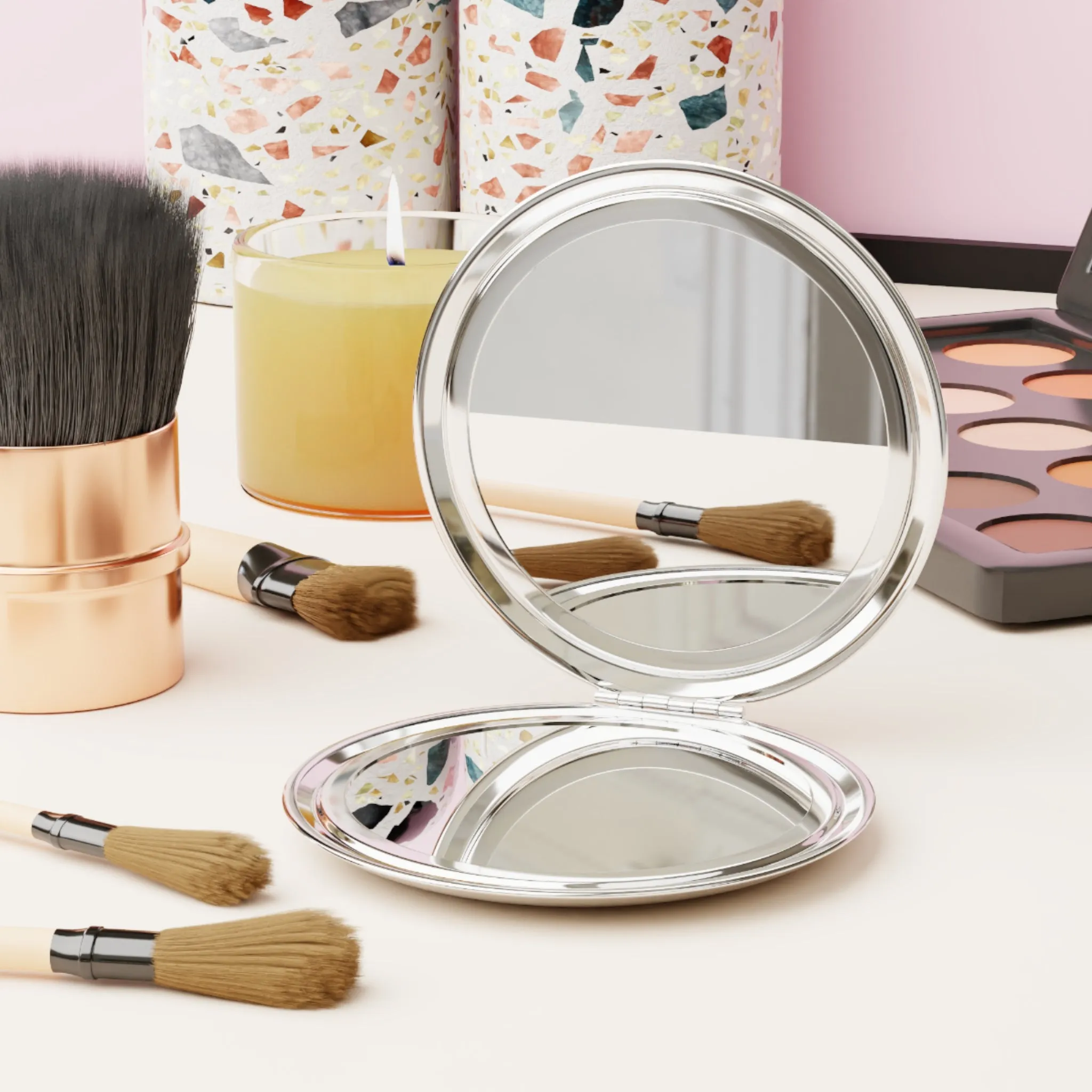 Minimal bohemian shadow effect design Compact Travel Mirror