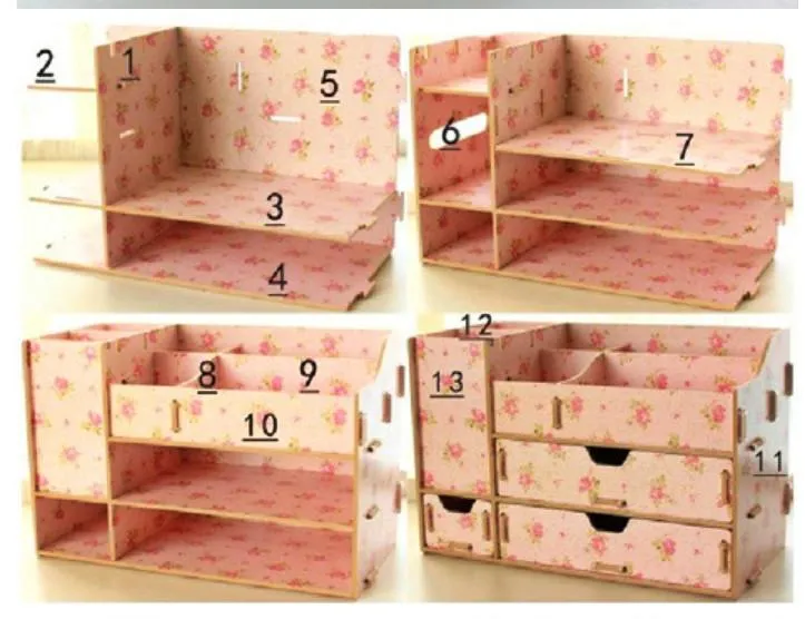 Multi-Compartment Storage Box with Mirror