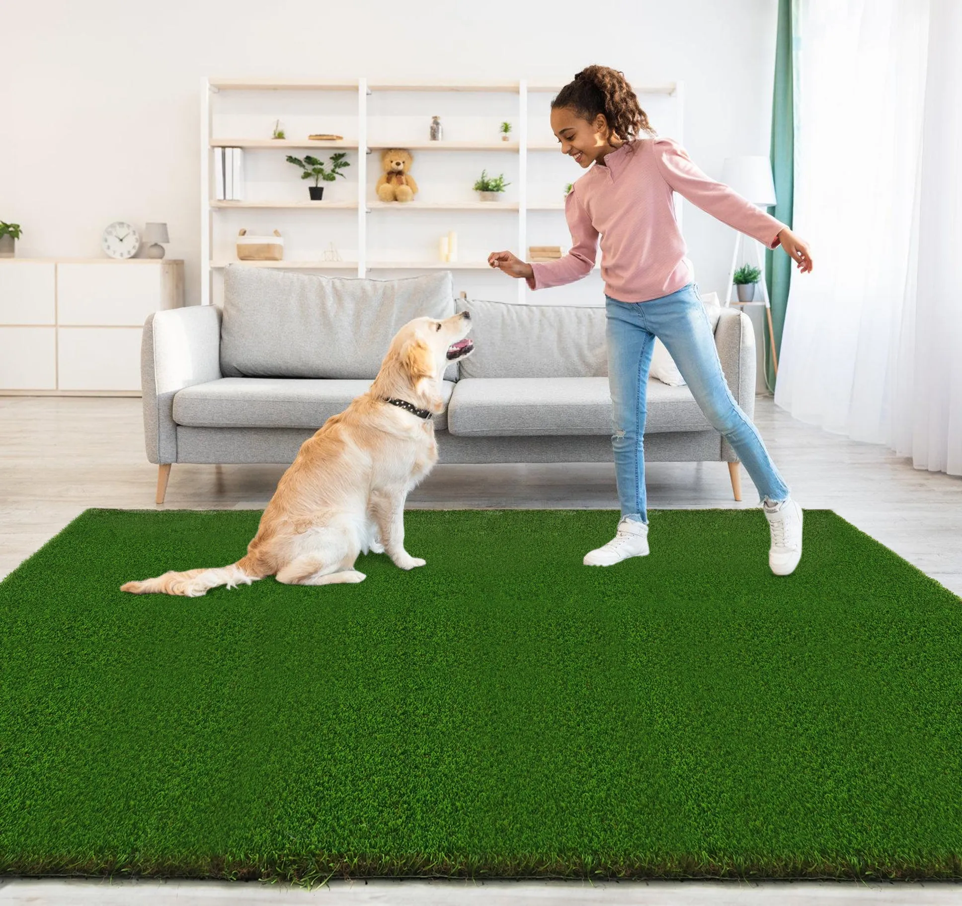 Outdoor Weather Resistant Artificial Grass Turf Rug / Roll