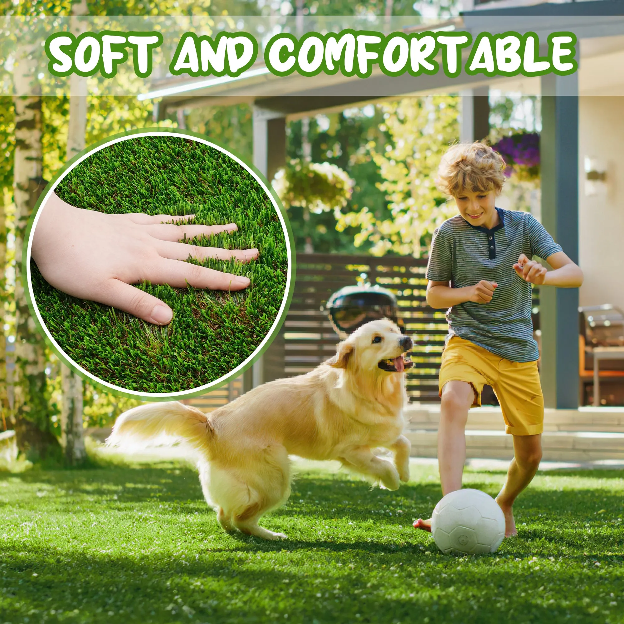 Outdoor Weather Resistant Artificial Grass Turf Rug / Roll