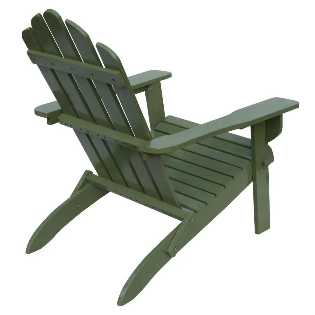 Outdoor Weather Resistant Solid Wood Folding Adirondack Chair in Sage Green