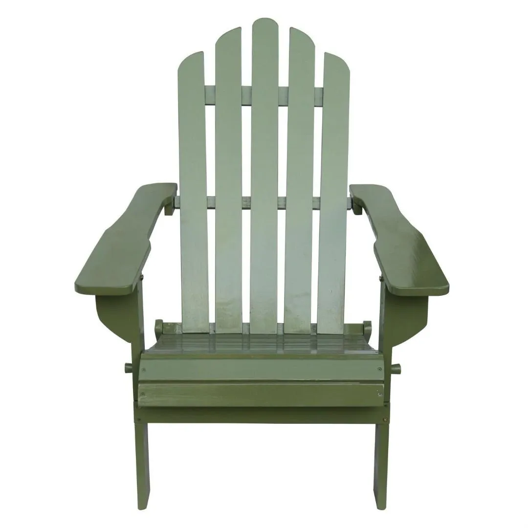 Outdoor Weather Resistant Solid Wood Folding Adirondack Chair in Sage Green
