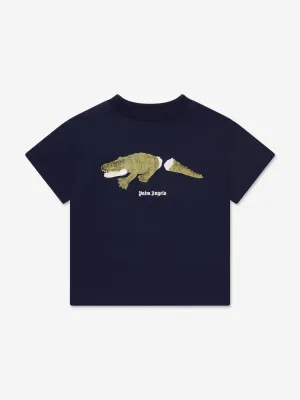 Palm Angels Boys Croco T-Shirt in Navy