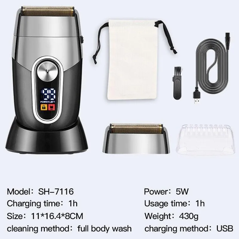 Powerful Electric Shaver for Men with Digital Display Base