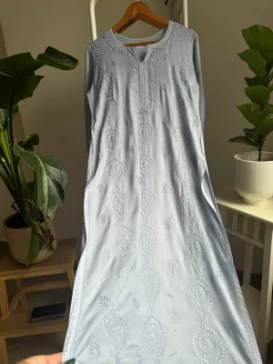 Premium Modal Chikankari Cotton Kurti - Grey