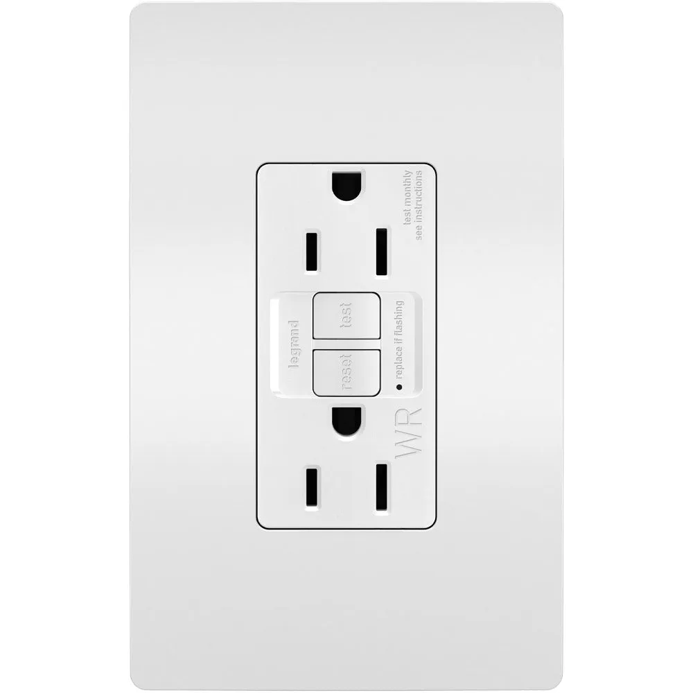 radiant Tamper-Resistant Weather-Resistant 15A Self-Test GFCI Receptacle, White