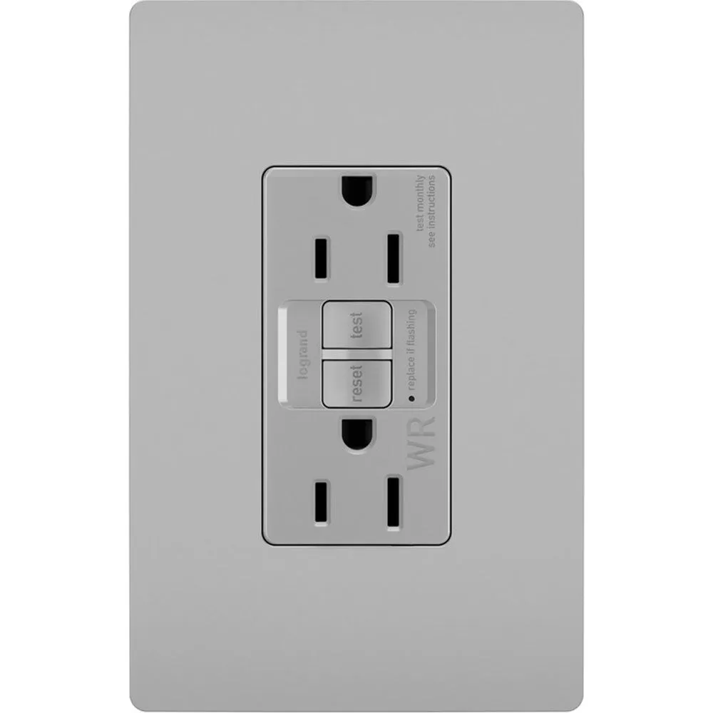 radiant Tamper-Resistant Weather-Resistant 20A Self-Test GFCI Receptacle, Gray