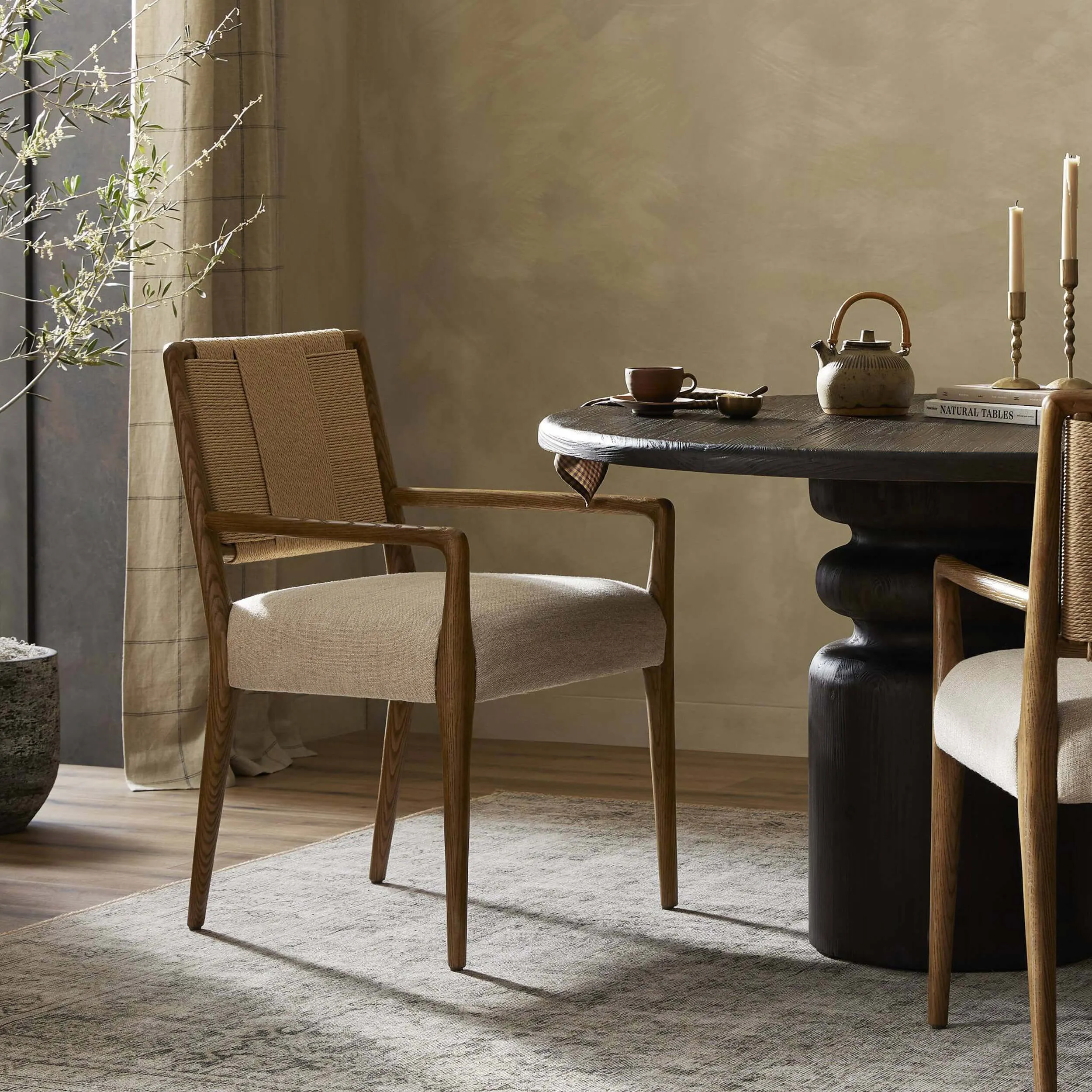 Rothler Dining Arm Chair, Alcala Wheat, Set of 2