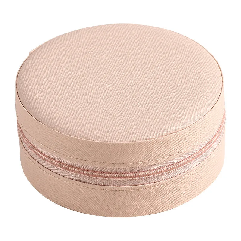 Round Travel Jewelry Case - Compact Portable Organizer for Rings, Earrings, and Small Accessories