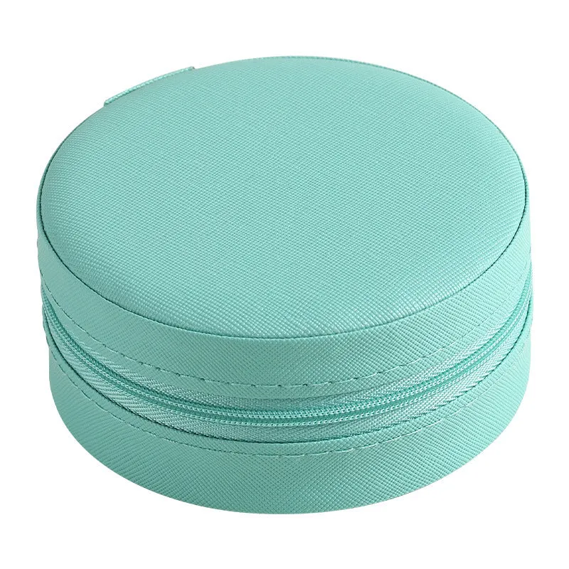 Round Travel Jewelry Case - Compact Portable Organizer for Rings, Earrings, and Small Accessories