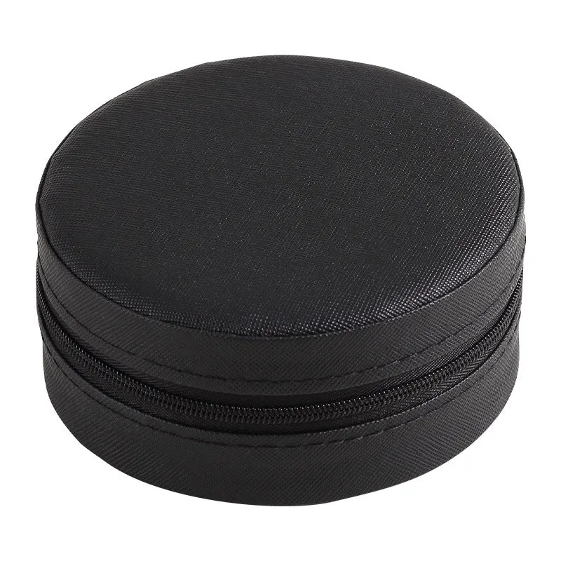 Round Travel Jewelry Case - Compact Portable Organizer for Rings, Earrings, and Small Accessories