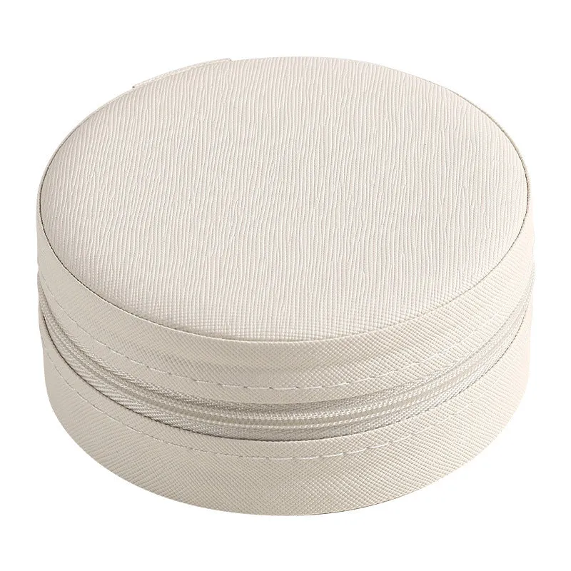 Round Travel Jewelry Case - Compact Portable Organizer for Rings, Earrings, and Small Accessories