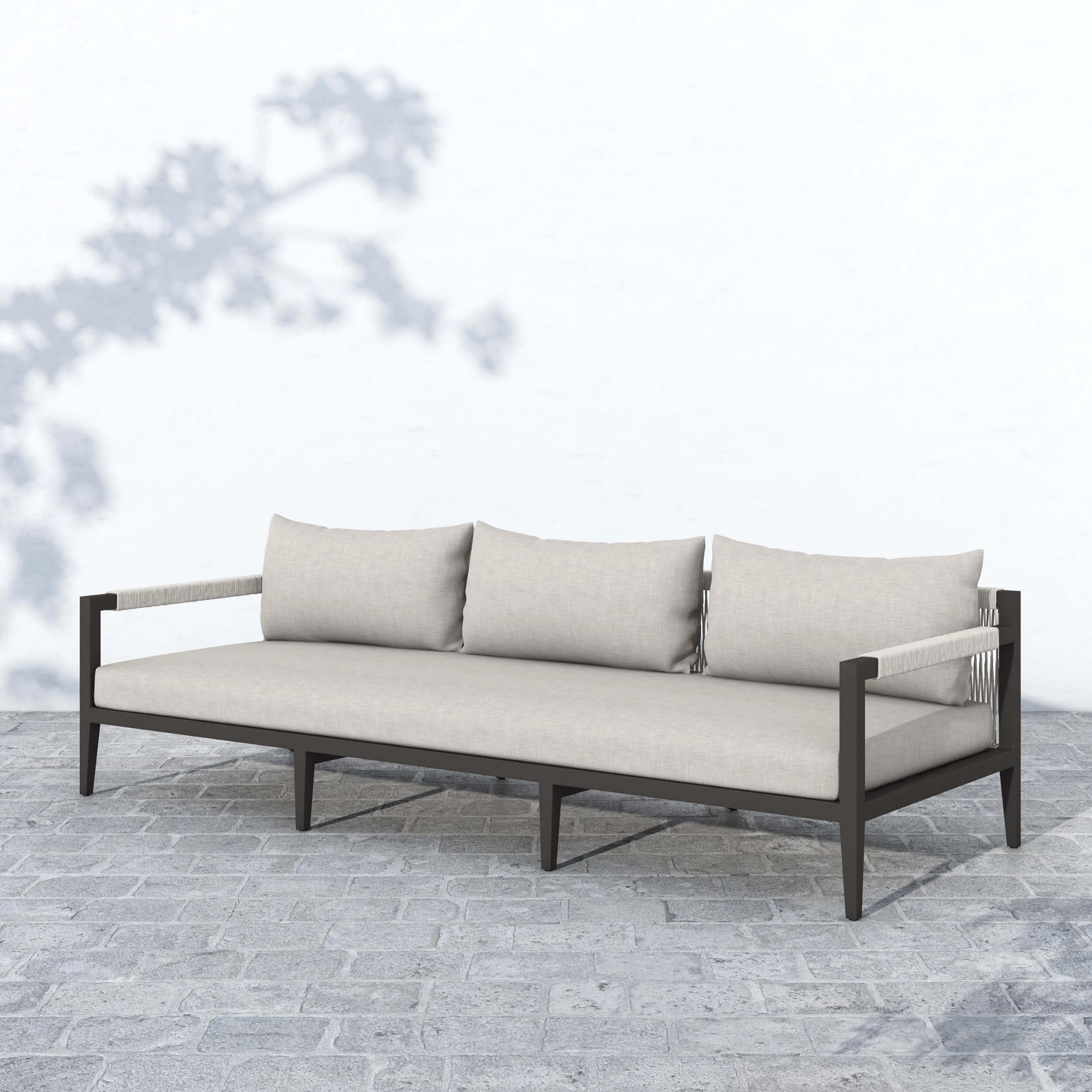Sherwood 93" Outdoor Sofa, Stone Grey/Bronze