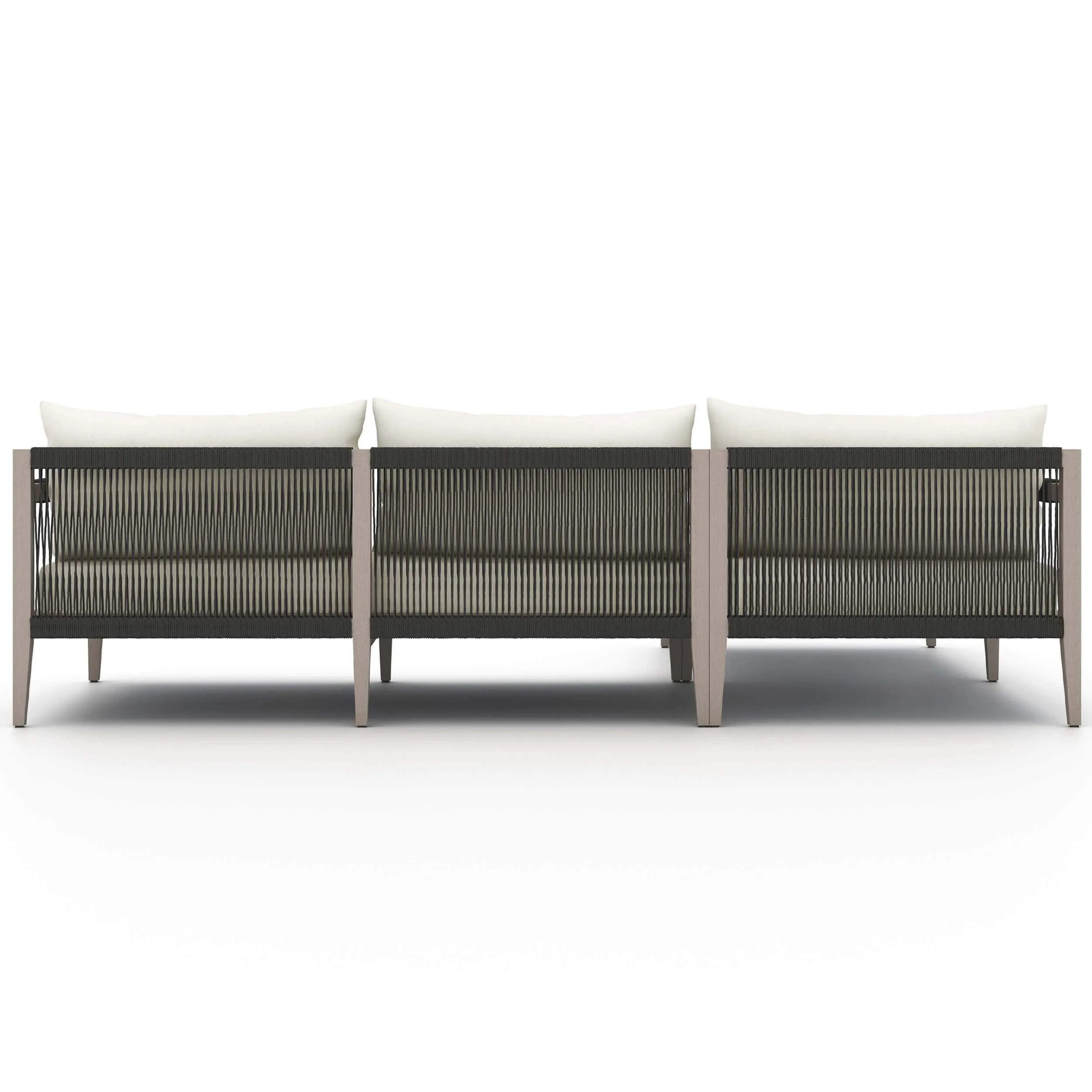 Sherwood Outdoor 2 Piece Sectional, Natural Ivory/Weathered Grey