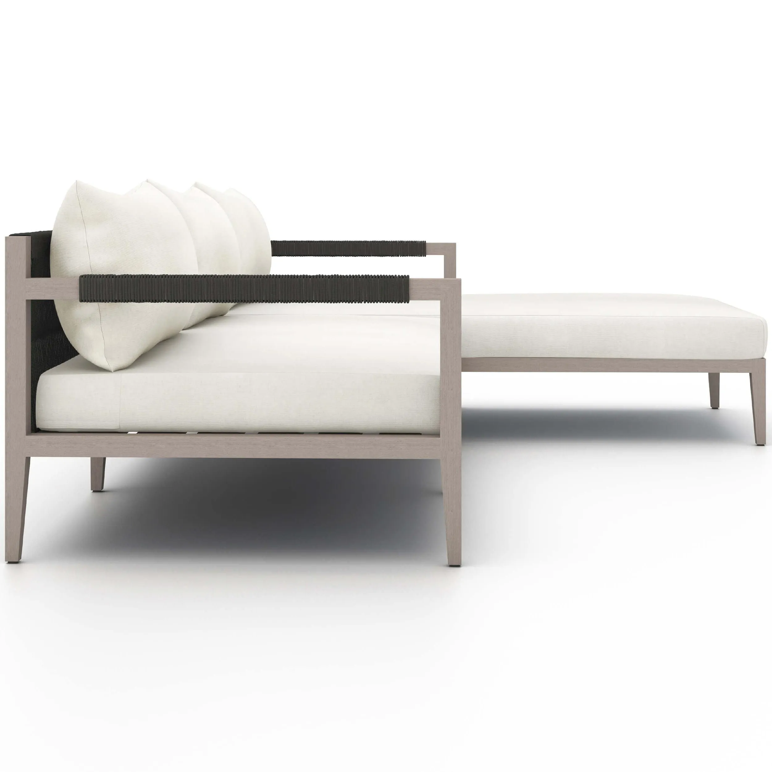 Sherwood Outdoor 2 Piece Sectional, Natural Ivory/Weathered Grey