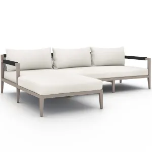Sherwood Outdoor 2 Piece Sectional, Natural Ivory/Weathered Grey