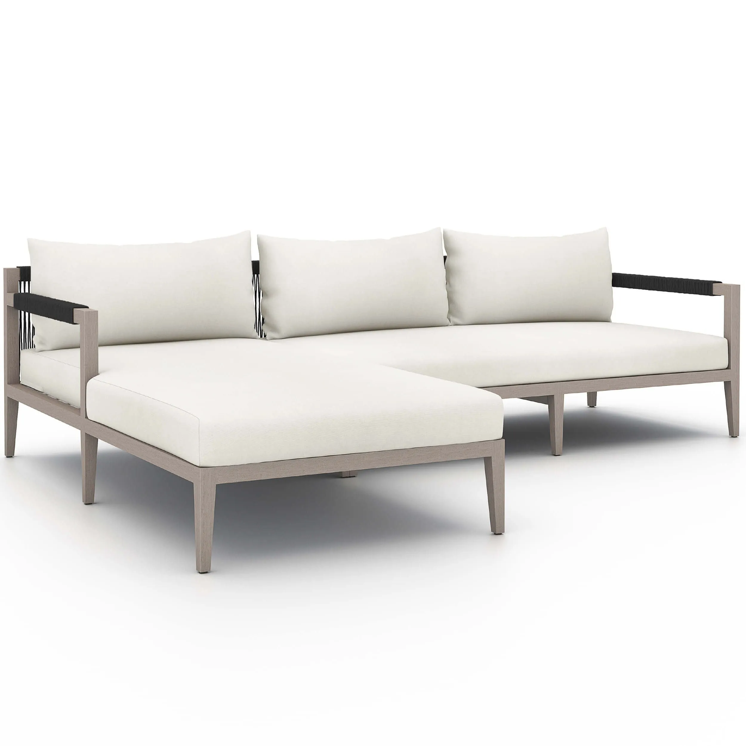 Sherwood Outdoor 2 Piece Sectional, Natural Ivory/Weathered Grey