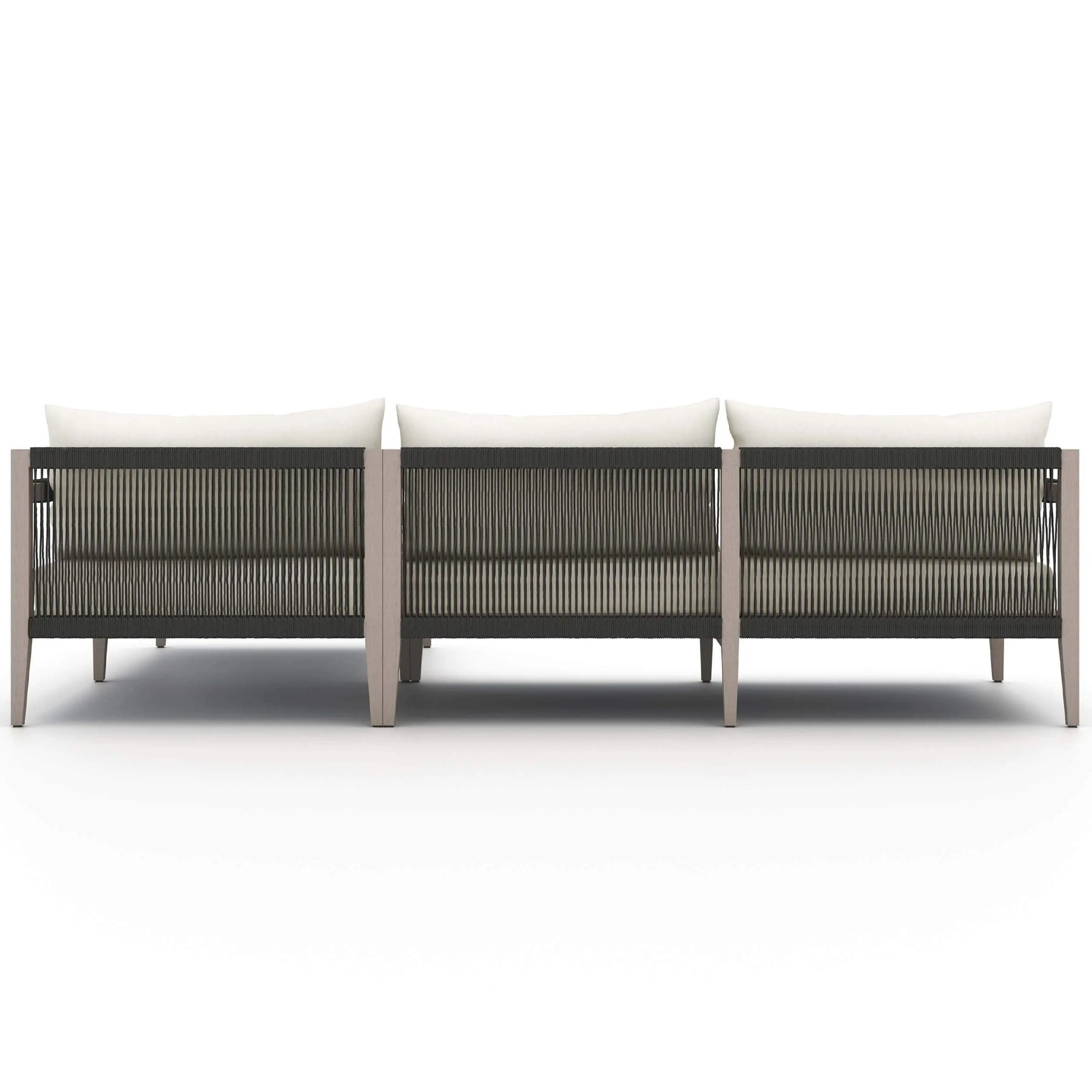 Sherwood Outdoor 2 Piece Sectional, Natural Ivory/Weathered Grey