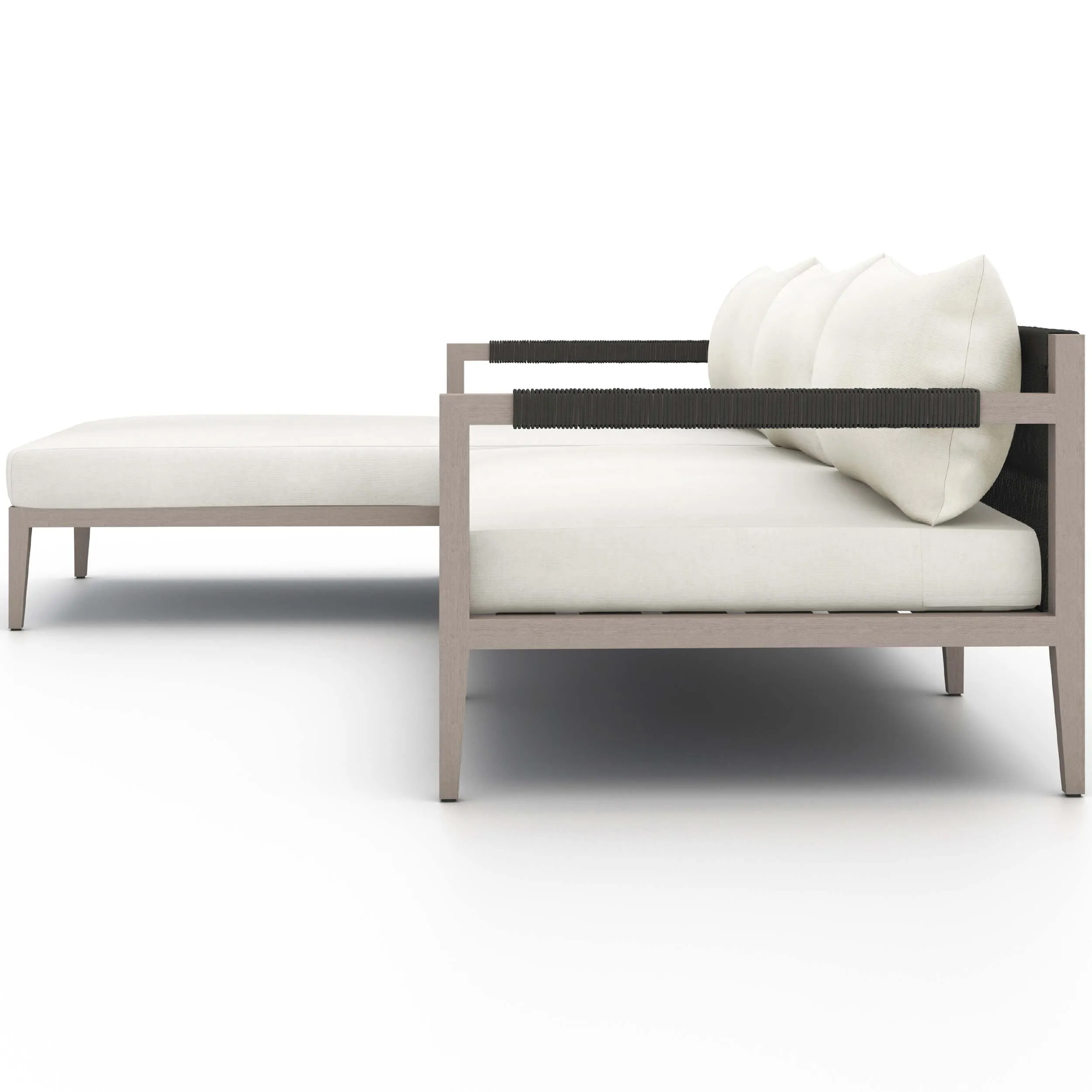 Sherwood Outdoor 2 Piece Sectional, Natural Ivory/Weathered Grey