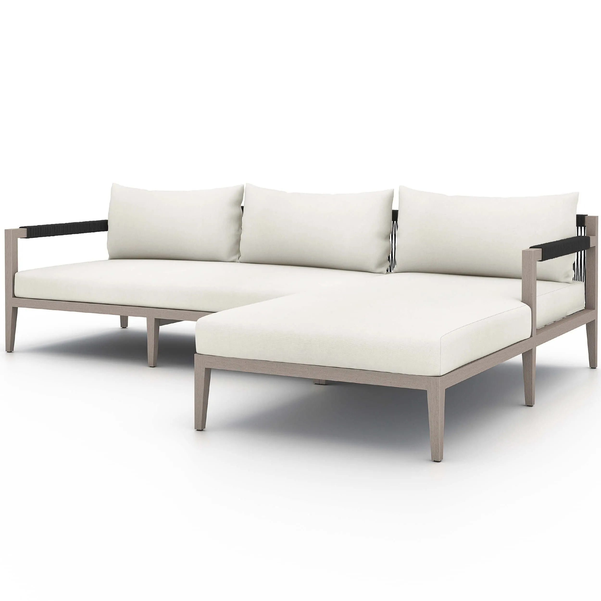 Sherwood Outdoor 2 Piece Sectional, Natural Ivory/Weathered Grey