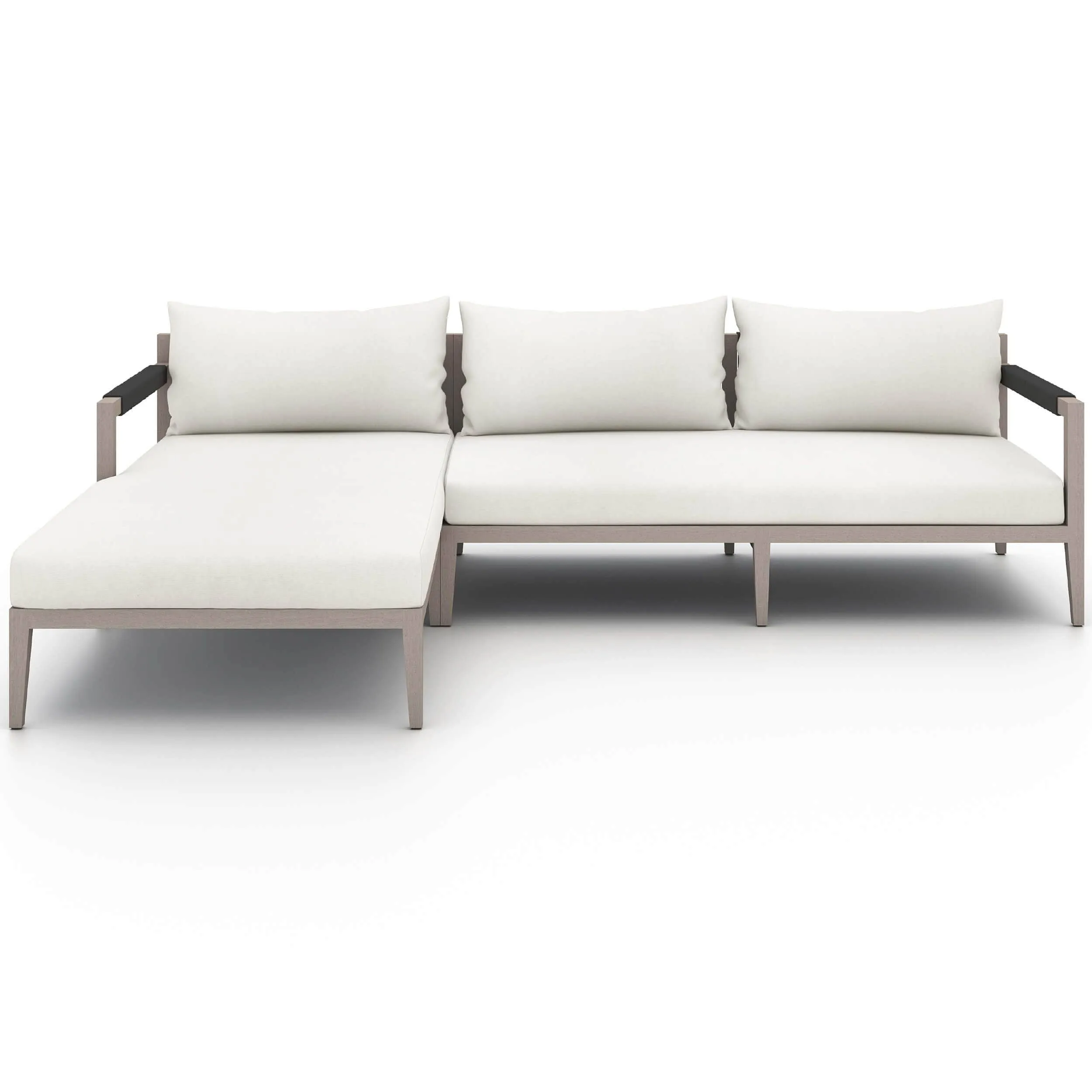 Sherwood Outdoor 2 Piece Sectional, Natural Ivory/Weathered Grey