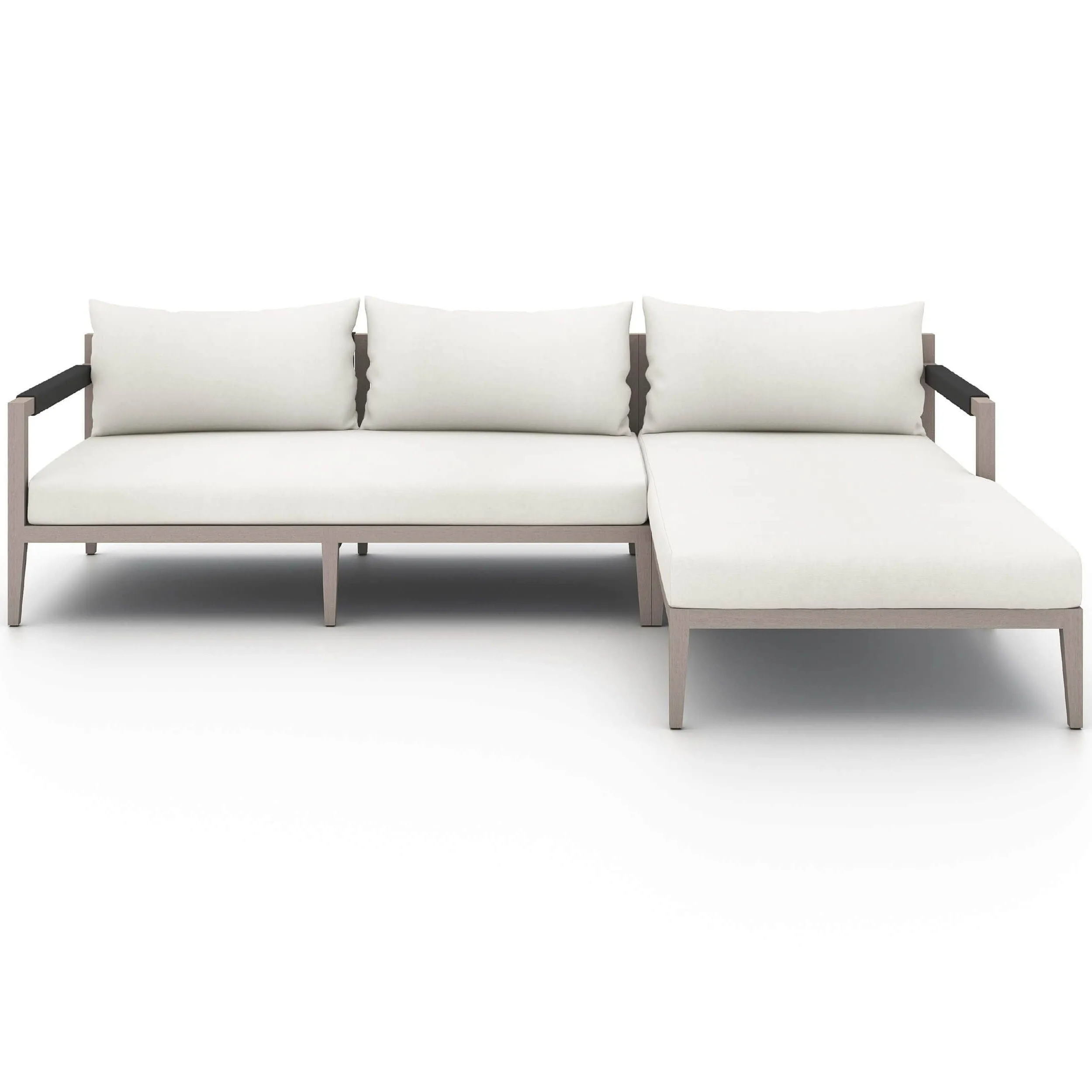 Sherwood Outdoor 2 Piece Sectional, Natural Ivory/Weathered Grey