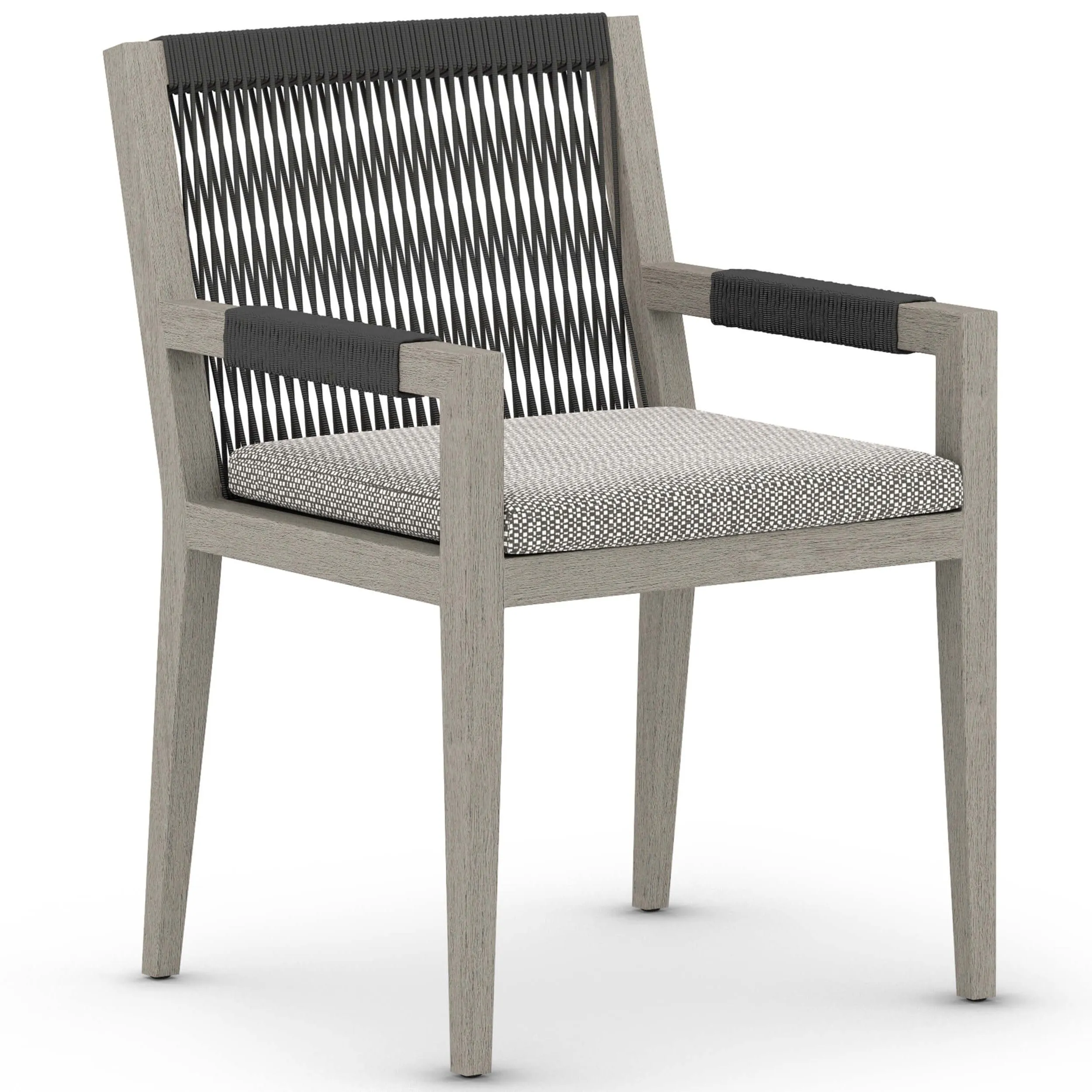 Sherwood Outdoor Dining Arm Chair, Faye Ash/Weathered Grey, Set of 2