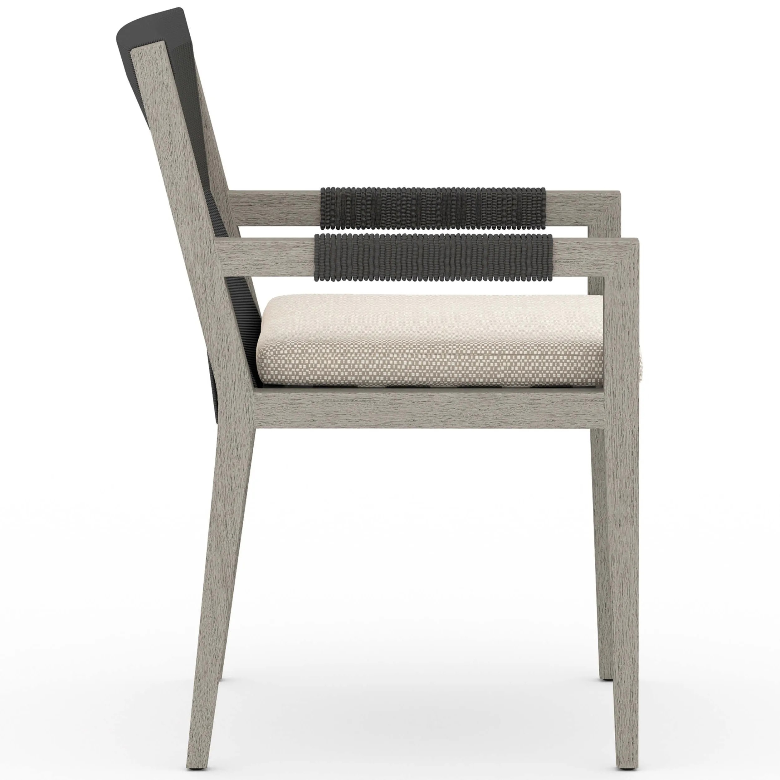 Sherwood Outdoor Dining Arm Chair, Faye Sand/Weathered Grey, Set of 2