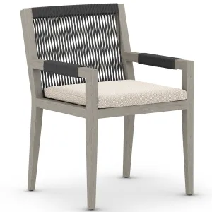 Sherwood Outdoor Dining Arm Chair, Faye Sand/Weathered Grey, Set of 2