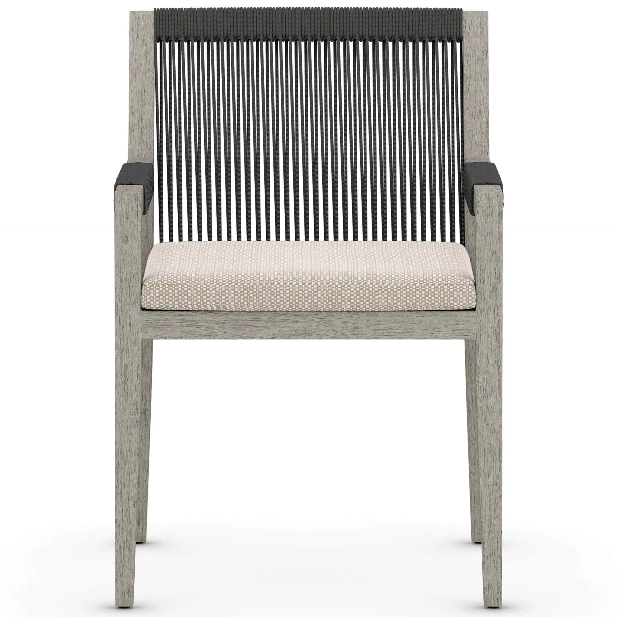 Sherwood Outdoor Dining Arm Chair, Faye Sand/Weathered Grey, Set of 2