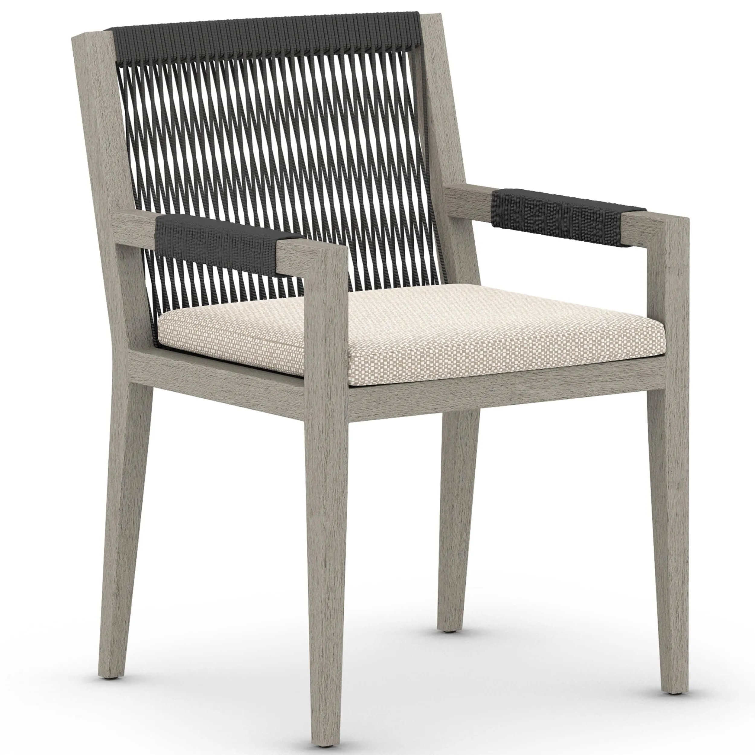 Sherwood Outdoor Dining Arm Chair, Faye Sand/Weathered Grey, Set of 2