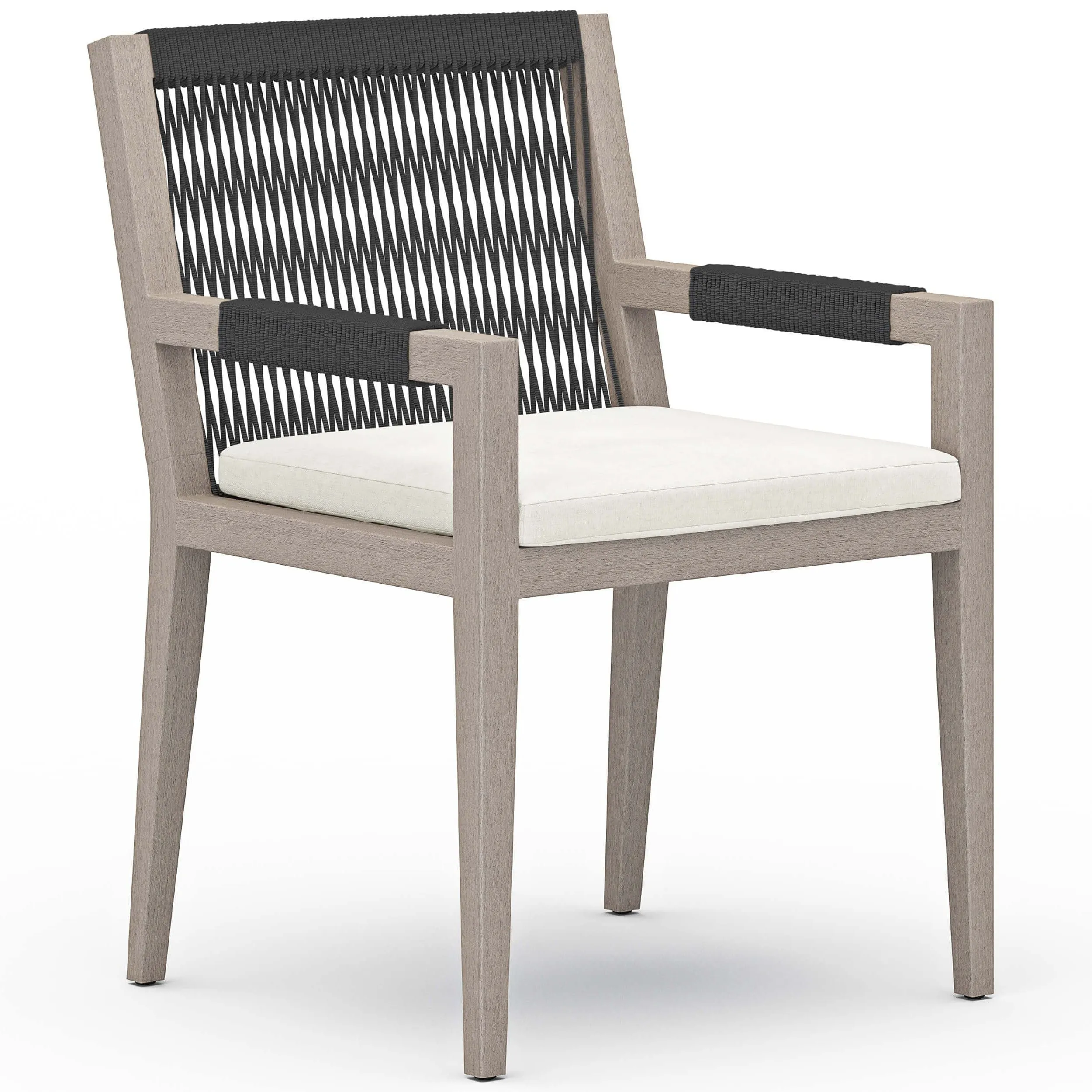Sherwood Outdoor Dining Arm Chair, Natural Ivory/Weathered Grey, Set of 2