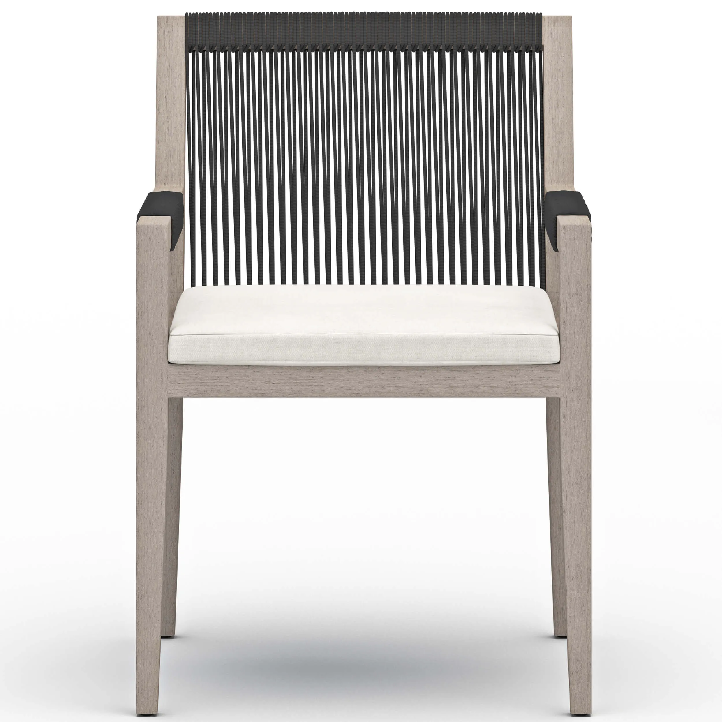 Sherwood Outdoor Dining Arm Chair, Natural Ivory/Weathered Grey, Set of 2