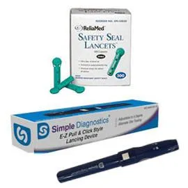 Simple Diagnostics Adjustable Lancing Device w/ 30 gauge Reliamed Safety Seal Lancets - 100ct