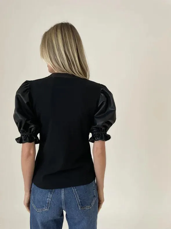 Six Fifty Faux Leather Sleeve Top