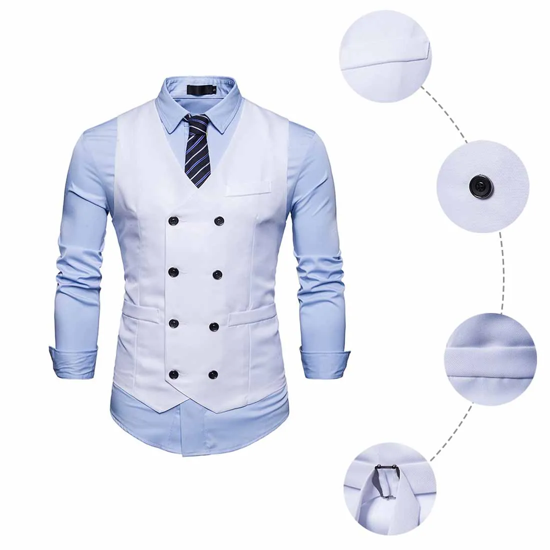 Slim Fit Durable Casual White Vest