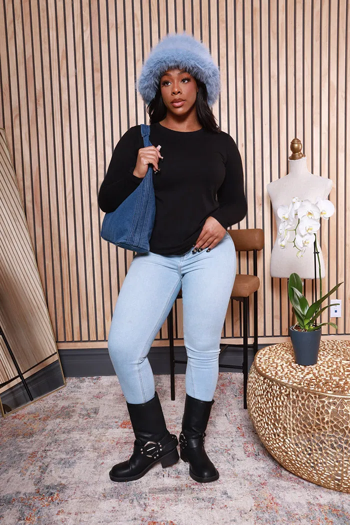 Stay Solid Slouchy Denim Purse - Medium Wash