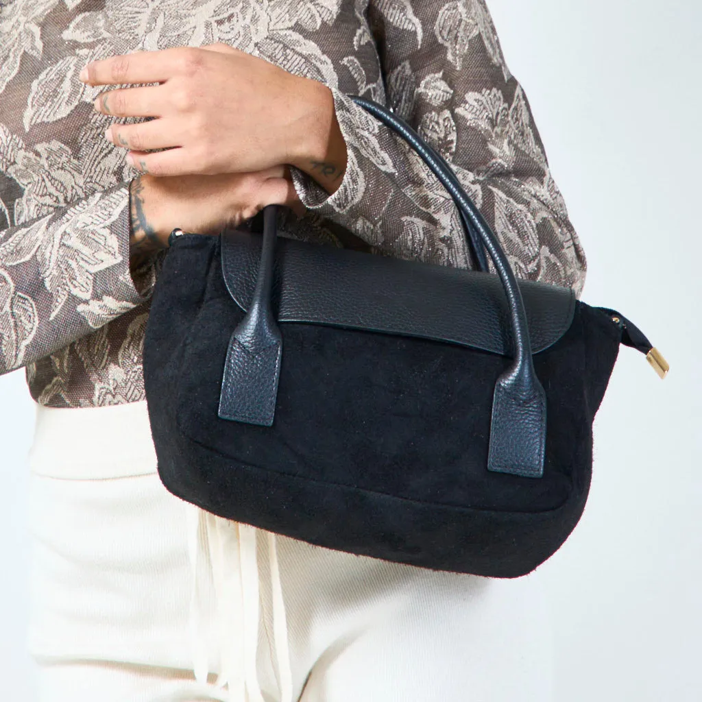 Suede and leather tote bag wholesale