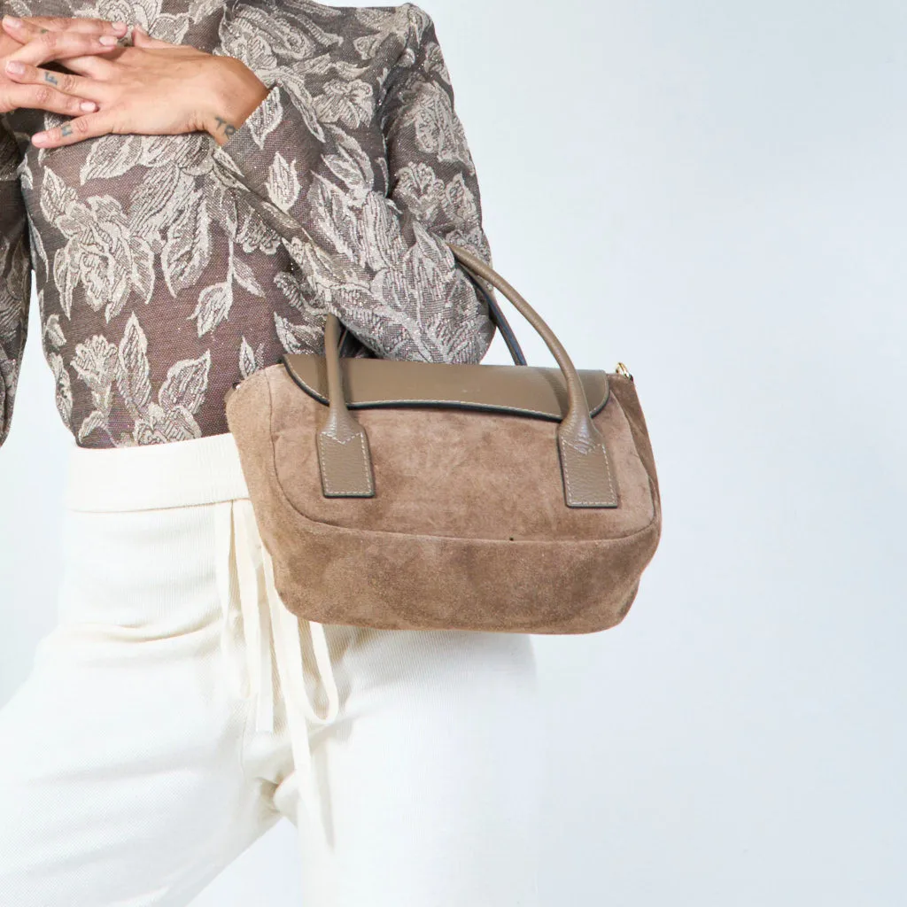 Suede and leather tote bag wholesale