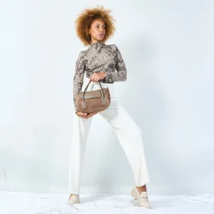 Suede and leather tote bag wholesale