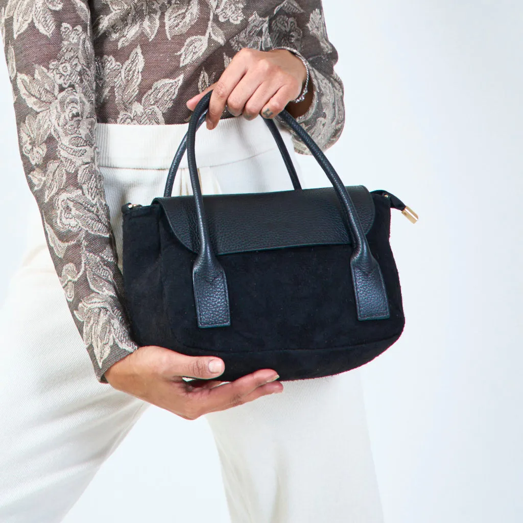 Suede and leather tote bag wholesale