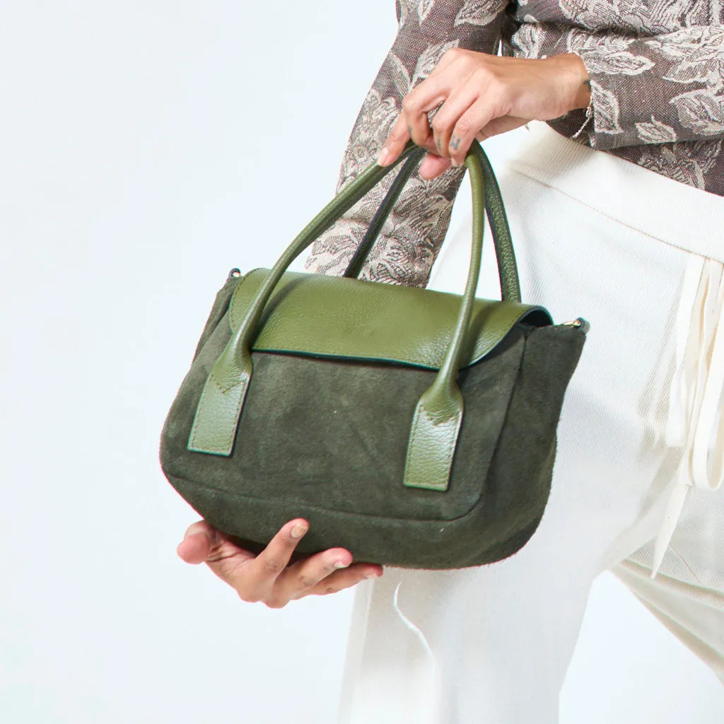Suede and leather tote bag wholesale