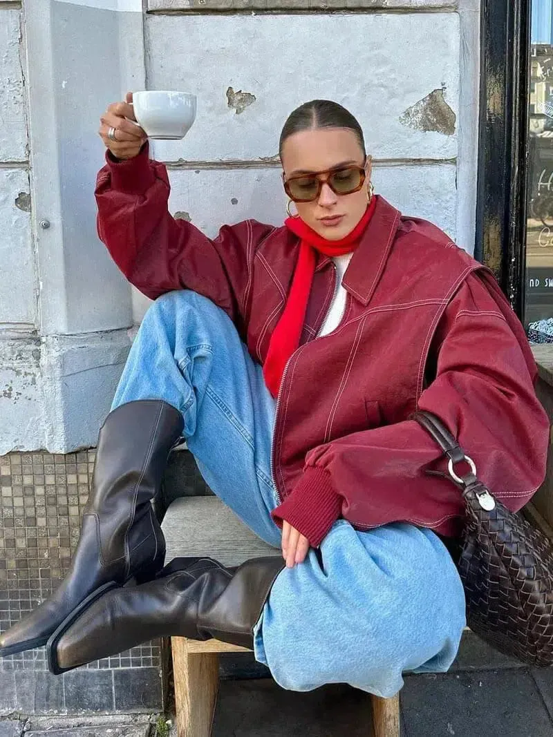 Valentina – Glossy vegan leather – Bomber jacket