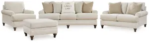 Valerani Sofa, Loveseat, Chair and Ottoman in Sandstone