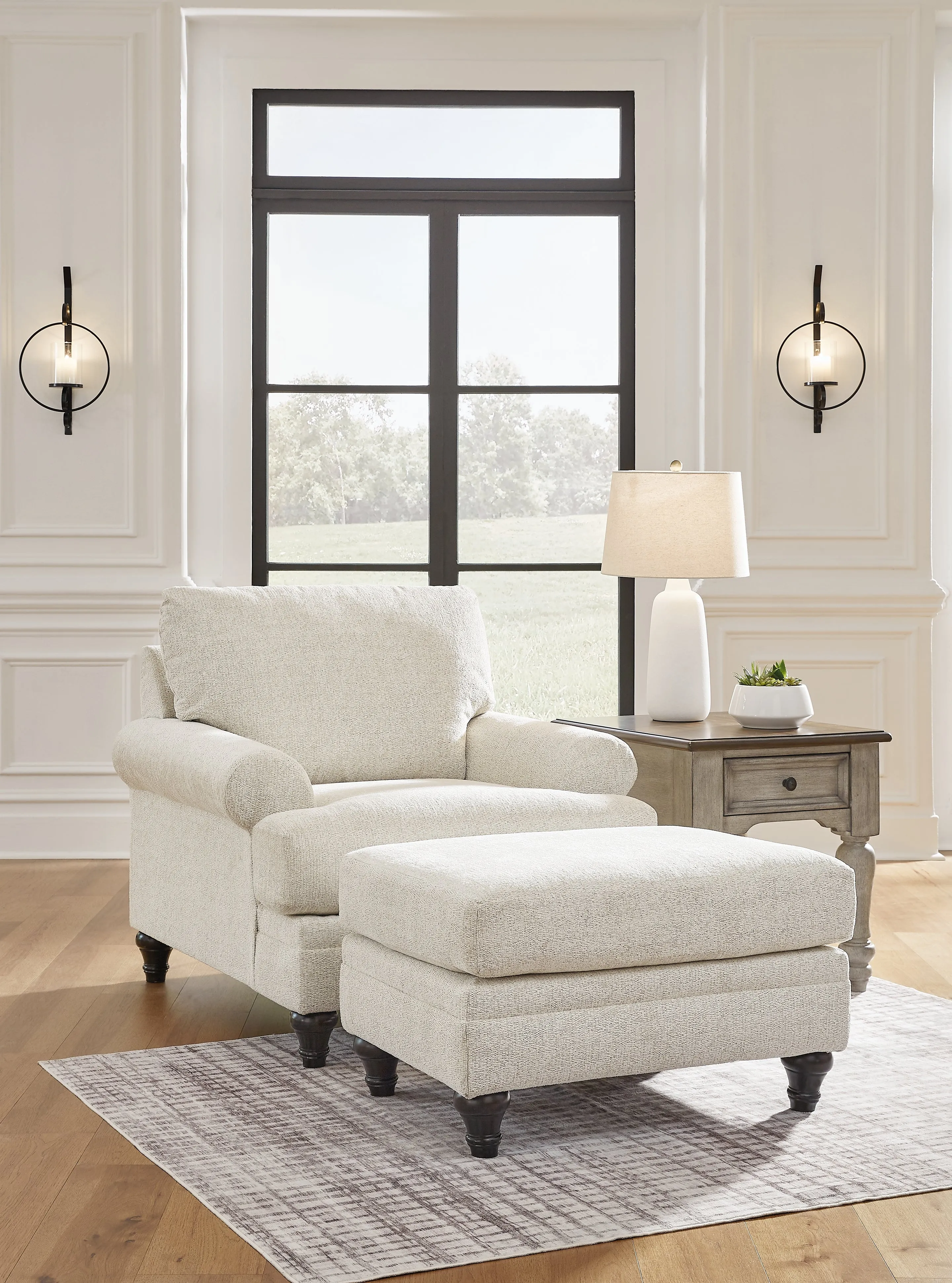 Valerani Sofa, Loveseat, Chair and Ottoman in Sandstone