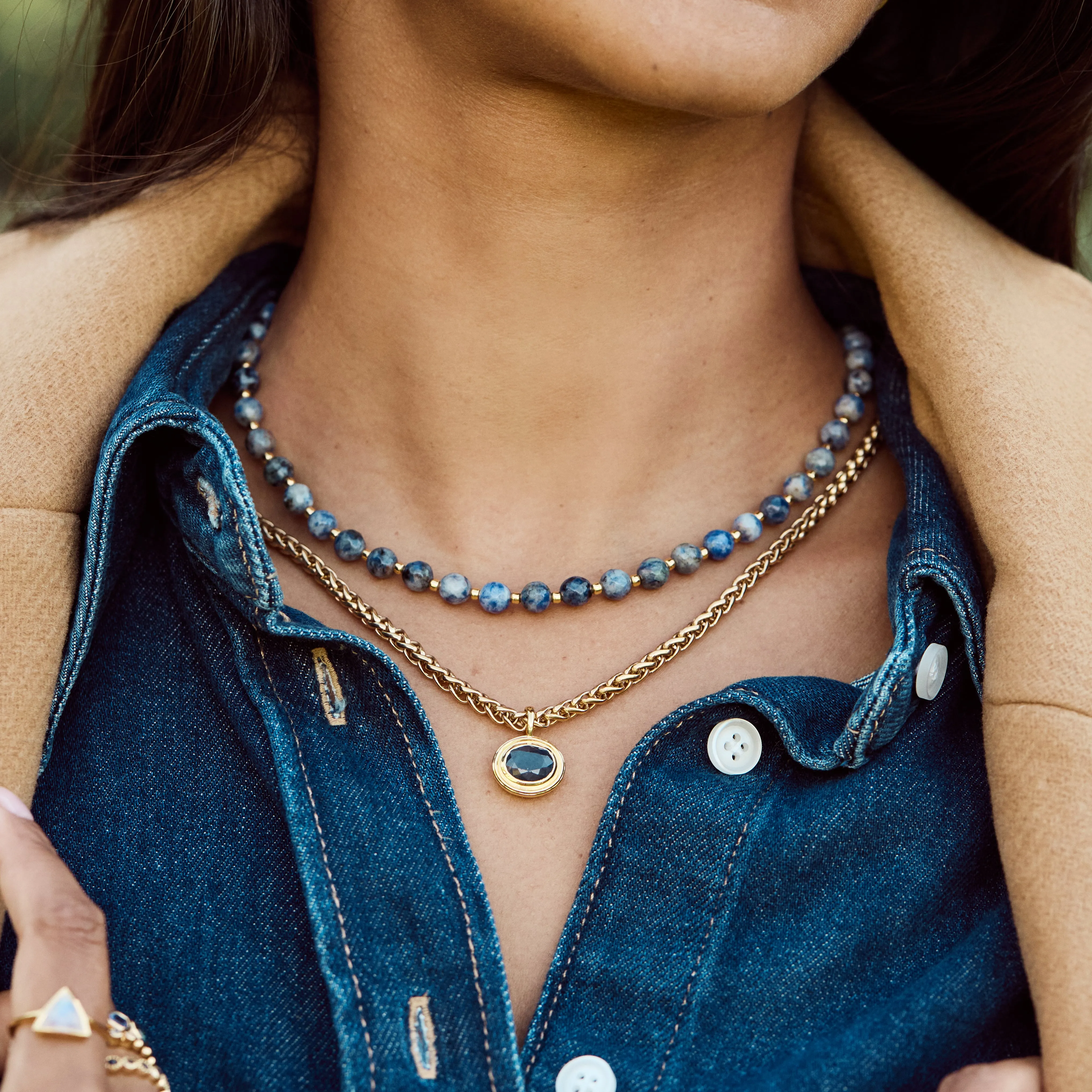 Vintage Sapphire Pendant & Spiga Chain